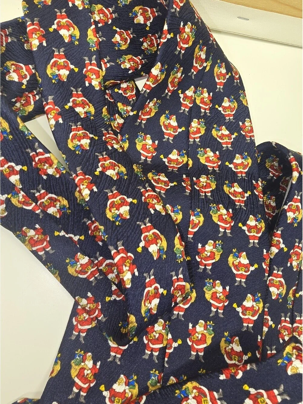 Kolte Men's Necktie 100% Silk Navy Blue Santa Made in Italy